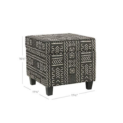 HomePop 18" Classic Square Storage Ottoman - Onyx - color: Onyx