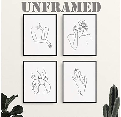 EASIN Set of 4 Minimalist Art Prints | Aesthetic Art Posters | Minimal Wall Art Minimalist Painting | Drawing Poster | Black and White Wall Prints | Unframed | 8” x 10” | (Minimalist)