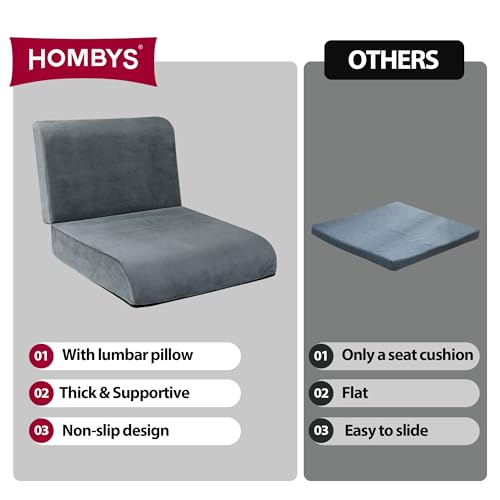 HOMBYS Recliner Seat Cushion with Lumbar Supportive Pillow Extra Large Non-Slip Seat Cushion with Back Support Cushions,Cruve Edge Design for Relief Thighs Pressure, Dark Grey - color: Dark Grey