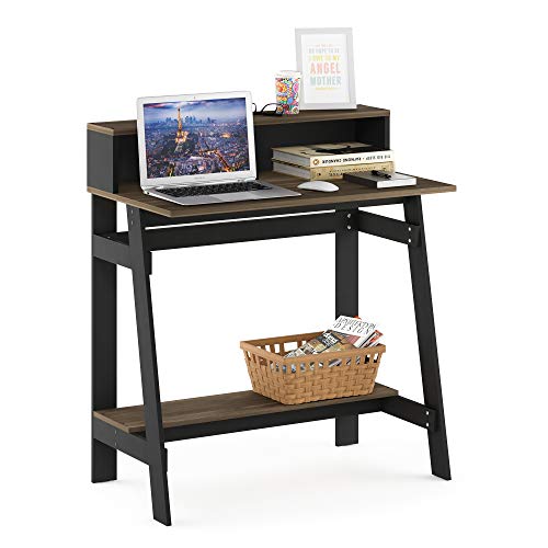 Furinno Simplistic A Frame Computer Desk, 17.9"D x 31.6"W x 35.5"H, Columbia Walnut | with Monitor Stand, A Frame Computer Desk, Office Desk, for Home Office, Bedroom, Study Room, Dorm - color: Columbia Walnut, size: 32 inches