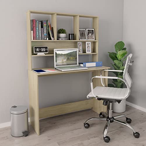 Desk with Shelves Sonoma Oak,Computer Desk,Bedrooms Desks,Hall Table,Modern Minimalist Style,Space Saving Design,for Bedroom, Study, Office, Entrance,43.3"x17.7"x61.8" Engineered Wood - color: Brown
