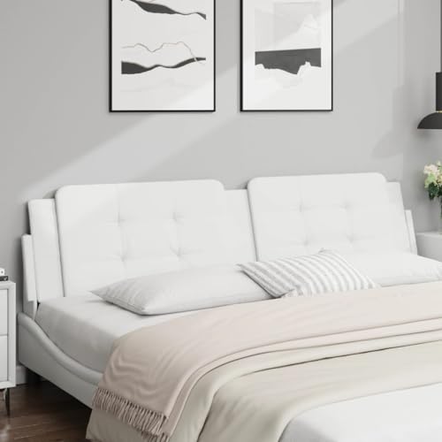 76 Inch White Faux Leather Headboard Cushion Pillow for Bed, Upholstered Wall Mounted Headboard with Soft Foam Padding for Back Support, Easy to Clean Modern Bedroom Decor