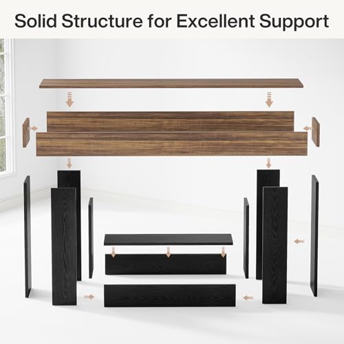 Tribesigns 63" Console Table, Farmhouse 2-Tier Entryway Table with U-Shaped Base, Narrow Long Wood Behind Couch Table for Living Room, Hallway, Foyer, Dark Brown & Black - color: Dark Brown & Black