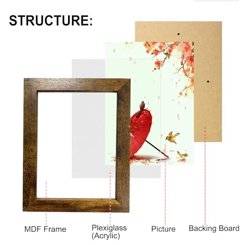 Picture Frame Set 10 pack, Farmhouse Photo Frames, Gallery Wall Frame Collage, with Two 8x10, Four 5x7, Four 4x6 Photo Frame set, in 3 Different Finishes Picture Frames For Wall or Desk,Rustic Brown - color: Rustic Brown