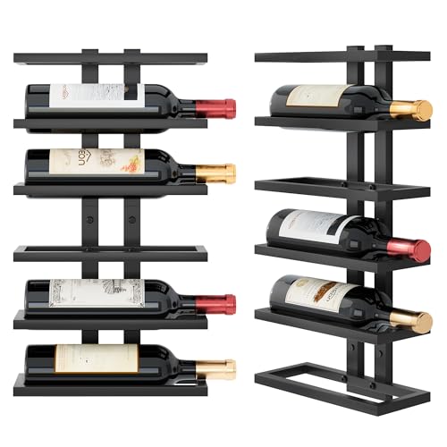 Hoctieon 6 Tier Wall Mount Wine Rack, Wall Racks for Wine Bottles Display and Storage, Hanging Bottle Organizer for Living Room, Kitchen, Wine Cellar, Bar, Black - color: Black, size: 1 Pack (6 Bottles)