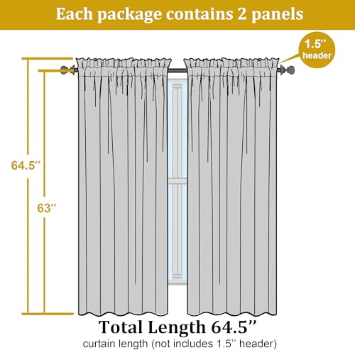 Sheer Curtains 63 inch Length 2 Panels Set, Rod Pocket Voile Fimly Sheer Drapes for Living Room/Bedroom, 2pcs, Each 42" W x 63" L, Cream - color: Cream, size: 42"W x 63"L (Pack of 2)