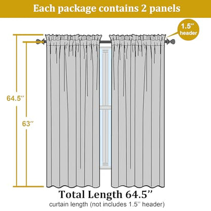 Sheer Curtains 63 inch Length 2 Panels Set, Rod Pocket Voile Fimly Sheer Drapes for Living Room/Bedroom, 2pcs, Each 42" W x 63" L, Cream - color: Cream, size: 42"W x 63"L (Pack of 2)