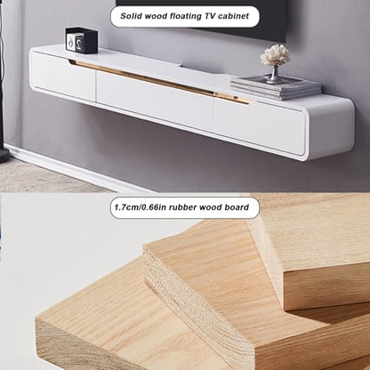 Solid Wood Floating TV Stand Wall Mounted, White, 70.86" Wall Mounted Entertainment Center Console, Hanging tv Media Shelf for Living Room, Bedroom (DSGWHITE-A, 47.2IN) - color: Dsgwhite-a, size: 47.2IN