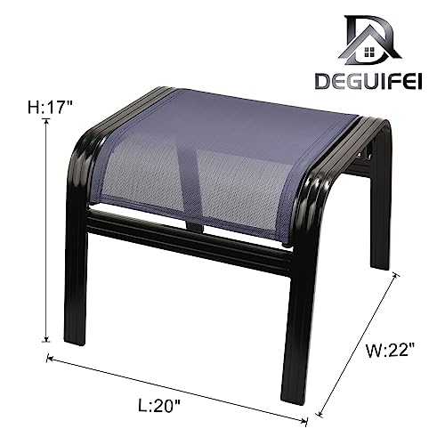 Deiguifei Outdoor Footstools Patio Ottoman All Weather Aluminum Indoor Outdoor Small Seat Foot Rest 2 Set Navy Blue - color: 2 Pieses-navy Blue