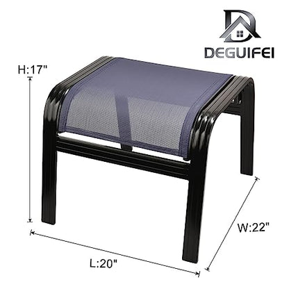 Deiguifei Outdoor Footstools Patio Ottoman All Weather Aluminum Indoor Outdoor Small Seat Foot Rest 2 Set Navy Blue - color: 2 Pieses-navy Blue