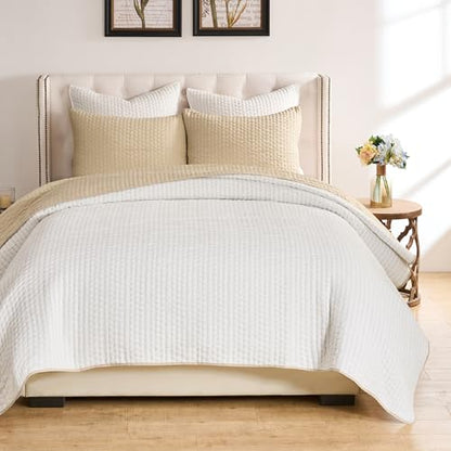 Greenland Home Fashions Homestead Modern Artisan Reversible Matelassé Coverlet Set, 3-Piece King/Cal King, Natural - color: Natural, size: 3-Piece King/Cal King