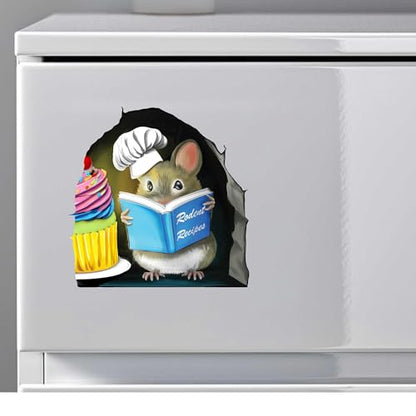 Adorable Pastry Mouse Reading Book Wall Sticker Decal – Kids Room, Classroom, Home Decor, Bookcase, Book Lover Gift, Children's Bedroom, Nursery, Cute Mouse, MICESTERPIECE - style: Pastry Mouse
