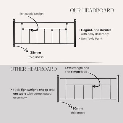 Victorian Metal Headboards, Adjustable Height Iron Frame, Rustic Farmhouse Style, Elegant and Durable Design, Easy Assembly, Universal Fit for Kids & Adults, Queen Size, Black Finish - size: Queen, style: Victorian