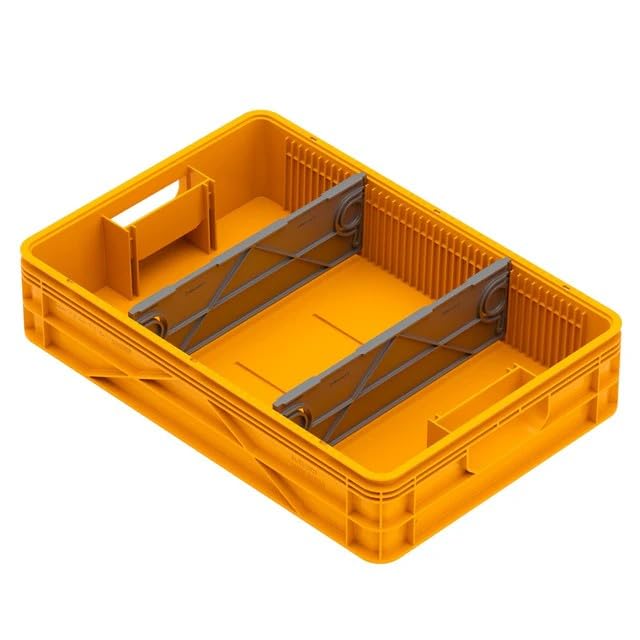 Quarter Crate 4-Pack Stackable Storage Bins, Sol | Polypropylene, 14 dividers included, 19.16x12.75x4.57 in, over 1000 lb stack, lids sold separately - color: Sol