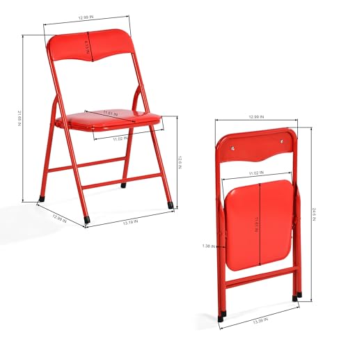 FurnitureR 5-Piece Folding Table and Chair Set, Compact Square Activity Table with 4 Folding Chairs, Sturdy Metal Frame, Flat-Fold Design for Game Room, Crafts, Family Activities