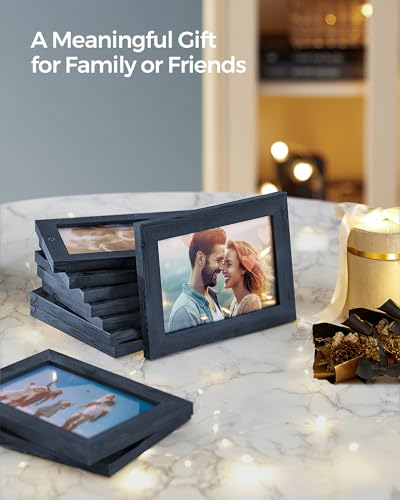 SONGMICS Collage Picture Frames, 4x6 for Wall Decor, Multi Family Photo for Gallery Decor, Glass Front, Set of 10, Navy Blue URPF020Q01 - color: Navy Blue, size: 10 Pack