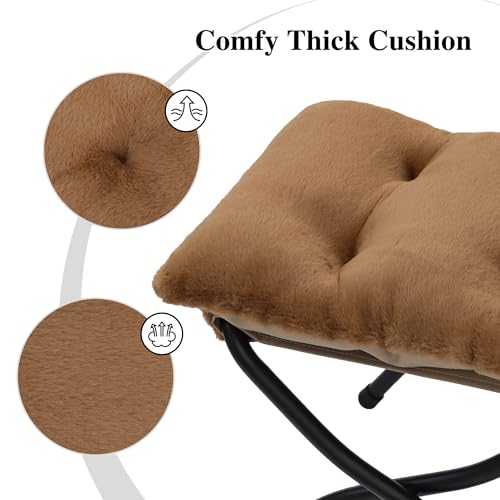 15"(H) Folding Ottoman, Set of 2, Foldable Footrest Stool, Small Foot Stool for Couch, Collapsible Foot Rest Ottoman for Sofa, Accent Padded Ottomans for Living Room, Bedroom, Brown - color: Brown 2pcs