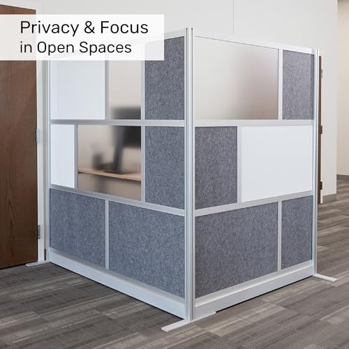Workflow Modular Wall | Room Divider with Whiteboard, Sound Dampening, & Frosted Acrylic Panels | Expandable Office Partition for Privacy & Stability (53" x 70") - size: 53" x 70"