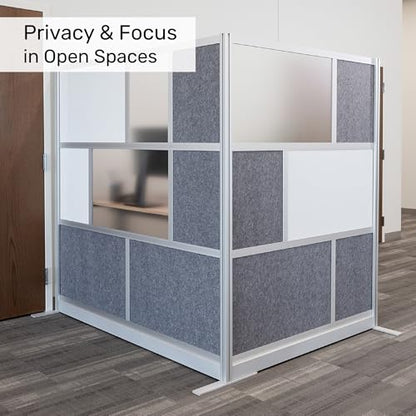 Workflow Modular Wall | Room Divider with Whiteboard, Sound Dampening, & Frosted Acrylic Panels | Expandable Office Partition for Privacy & Stability (53" x 70") - size: 53" x 70"