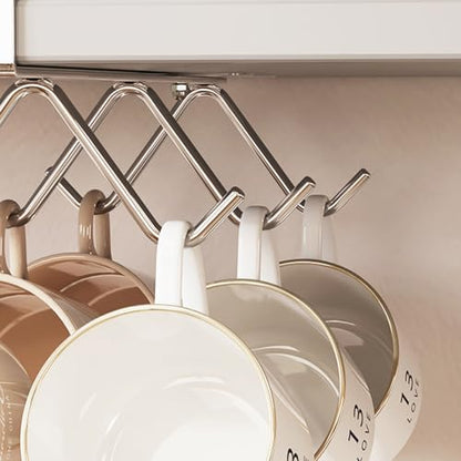 Stainless Steel Cabinet Hook Mug Holder Hanging Coffee Cup Rack for Kitchen Under Cabinets Hangers Organizer Utensil (Large 2 Pack) - size: Large 2 Pack