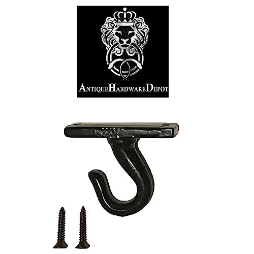 2.5”-Under Cabinet or Shelf Coffee Mug Holder – Cup Hooks Separator – Decorative Black Iron Hangers - Create Rack Under Counter or Wall – Cups, Keys, & Utensils (4-Hooks)