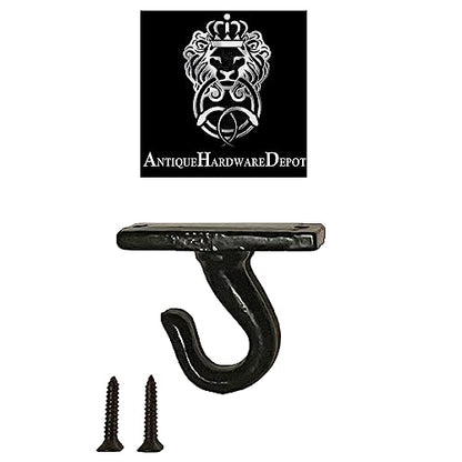 2.5”-Under Cabinet or Shelf Coffee Mug Holder – Cup Hooks Separator – Decorative Black Iron Hangers - Create Rack Under Counter or Wall – Cups, Keys, & Utensils (4-Hooks)