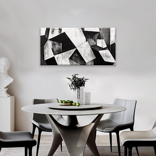 TAIJXAGSG Black And White Wall Art Decor Canvas Art Wall Decor Minimalist Wall Art Geometric Color Block Canvas Artwork Paintings Wall Decor Modern Bedroom Art Office Home Decor Wall 20"X 40" - color: Ink Black, size: 40"L x 20"W