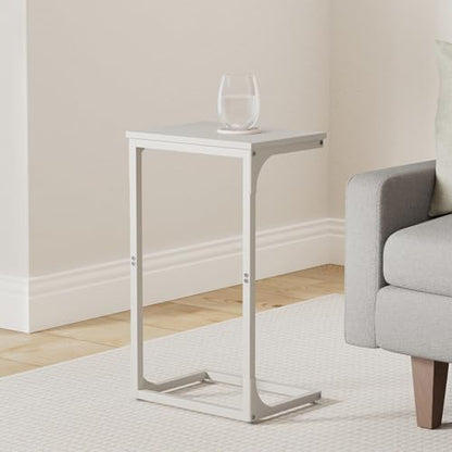 VASAGLE C-Shaped End Table, Side Table for Sofa with Metal Frame | Couch Table, Small TV Tray Table for Living Room, Bedroom, Cream White, Barnet Collection ULET353W77 - color: Cream White