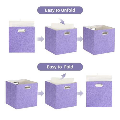 11" x 11" x 11" Linen Storage Cubes with Handles, Pack of 4 | Collapsible Fabric Bins for Home Organization, Suitable for Shelves, Closet, Wardrobe, Bedroom - size: 11 x 11 x 11 Inch