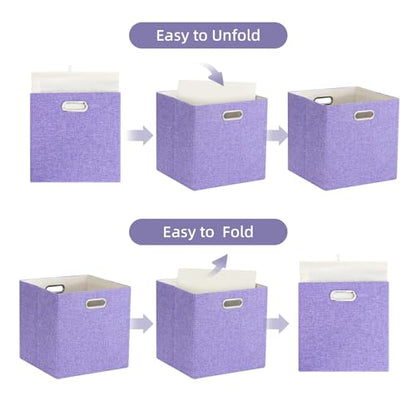 11" x 11" x 11" Linen Storage Cubes with Handles, Pack of 4 | Collapsible Fabric Bins for Home Organization, Suitable for Shelves, Closet, Wardrobe, Bedroom - size: 11 x 11 x 11 Inch
