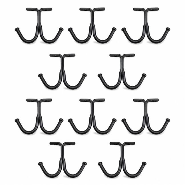 haowei 10 Pcs Black Under Shelf Hooks - Space Saving Metal Under Cabinet Banana Hook and Mug Hooks for Kitchen, Bathroom and Home Organization (Black)