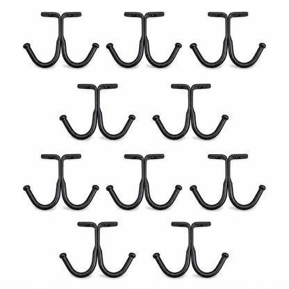 haowei 10 Pcs Black Under Shelf Hooks - Space Saving Metal Under Cabinet Banana Hook and Mug Hooks for Kitchen, Bathroom and Home Organization (Black)