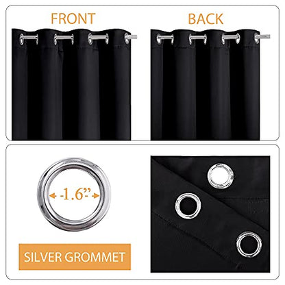 RYB HOME Noise Reducing Curtains, 3 Layers Total Blackout Curtains | Thermal Insulated, Energy Efficiency Heavy Duty, Grommet, For Kids Room Studio Bedroom, W52 x L63, Black, 2 Panels - color: Black, size: 52"W x 63"L (Pack of 2)