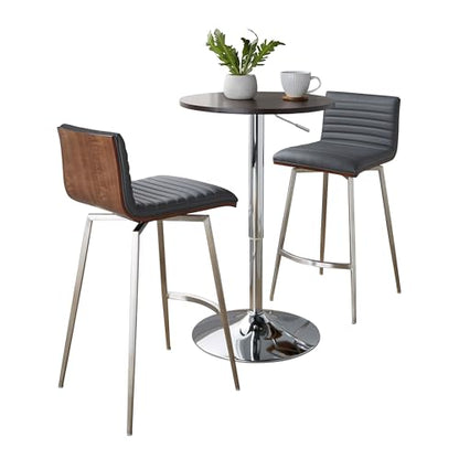 LumiSource Mason Swivel Adjustable Counter Height Dining 3 Piece Set, Pub Table and Stools, High Top Table Set for 2, Counter Table and Chairs Set of 2, Kitchen & Dining Room Sets (Grey) - color: Grey