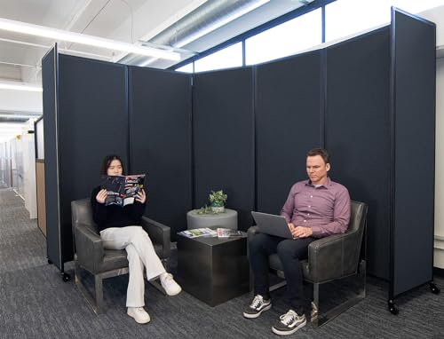 Versare Room Divider 360 Portable Wall Partition | Folding Panels | Large Freestanding Divider | Locking Wheels | Temporary Room Separator | 14' x 7'6'', Ocean - color: Ocean, size: 14' Wide x 7'6'' Tall