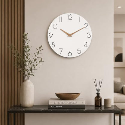 cicininc 10 Inch Battery Operated Wall Clock, Silent Analog, White | Living Room | Kitchen | Office | Bathroom | Modern Style | Easy-to-read Numbers - color: B_white, size: 10"