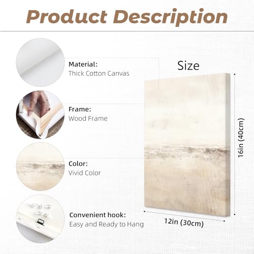 Baccone Beige Abstract Wall Art Set of 3 Neutral Canvas Wall Art Prints Boho Abstract Picture Modern Abstract Art Wall Decor Minimalist Artwork for Living Room Beroom Decor 12x16 Inch Wrapped Canvas - color: Abstract Art Prints, size: 12x16 Inch Wrapped C