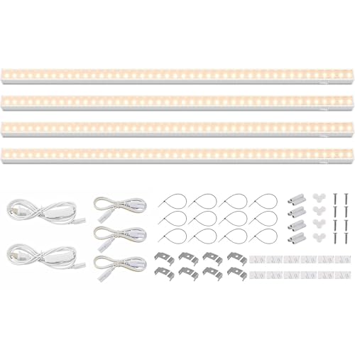 Barrina T5 Grow Lights, Yellow, 2ft 40W (4 x 10W), Full Spectrum, 4 Packs | Plant Lights for Indoor Plants, Greenhouse, Linkable Growing Fixture, Individual Switch, Plug and Play, White Cover - color: Yellow, size: 2ft-white Cover