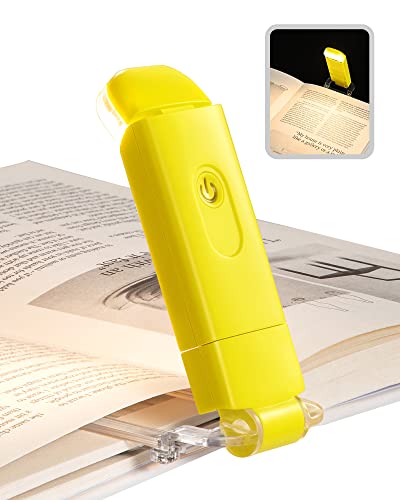 DEWENWILS Rechargeable Book Light for Reading in Bed, Warm White, Brightness Adjustable for Eye Care, LED Clip on Book Lights for Kids, Portable Bookmark Light, Yellow | 315° Flexible Holder Bends, 2 Brightness Levels, Warm White, Portable Bookmark Light