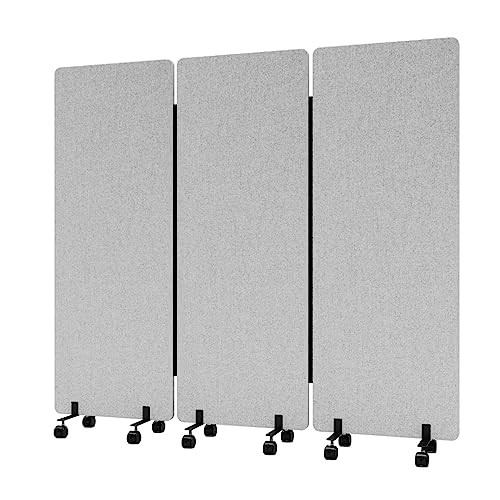 3 Panel Soundproof Room Divider, Portable Acoustic Office Divider | Acoustic Soundproof,Smooth Rolling Wheels,Large 66" x 72",Portable Wall Divider,Office Partitions for Sound Proofing - color: Grey, size: 3 Panel-72"Wide