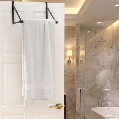 Simple Houseware Over The Door Clothes Hanging Rod, Black - color: Black