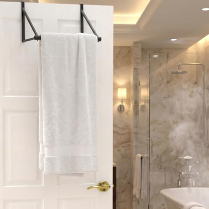 Simple Houseware Over The Door Clothes Hanging Rod, Black - color: Black