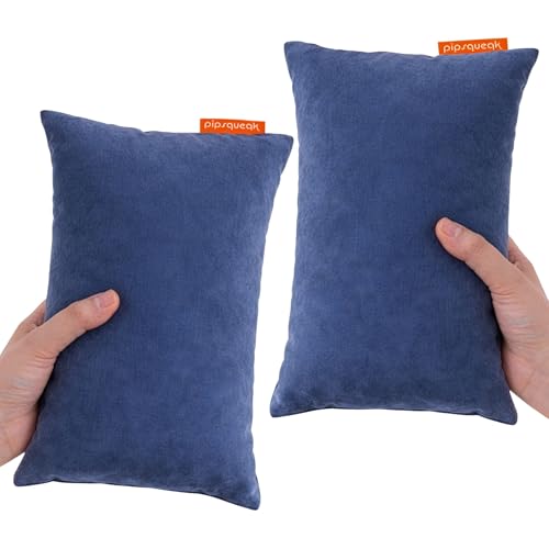 Pipsqueak Microfiber Pillow - Small, Mini, Tiny - 11 x 7 in - Perfect for Travel, Cars, Airplanes, Camping, Dogs, Toddlers, Kids, Lumbar, Knees and Neck - Ages 2 Yrs and Up - color: Blue, size: 2 Pack, style: Non-Personalized