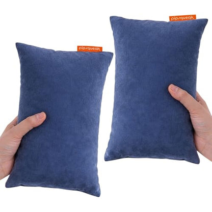 Pipsqueak Microfiber Pillow - Small, Mini, Tiny - 11 x 7 in - Perfect for Travel, Cars, Airplanes, Camping, Dogs, Toddlers, Kids, Lumbar, Knees and Neck - Ages 2 Yrs and Up - color: Blue, size: 2 Pack, style: Non-Personalized