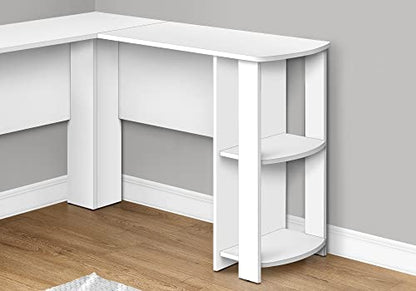 Computer Desk L-Shaped White Laminate with Storage | Particle board, white laminate, L-shaped desk, right storage with 2 cubbies, 47 in desktop