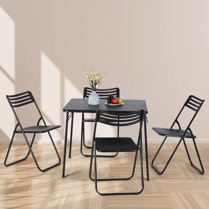 Homy Casa Portable 33.9" Square Folding Multipurpose Card Table with Padded Vinyl Top, Easy Clean Surface, Sturdy Metal Legs, Versatile Indoor/Outdoor Use, Lightweight and Space-Saving，Black