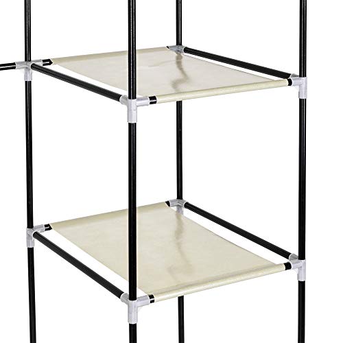 Portable Clothes Closet, Wardrobe Storage Organizer with Non-Woven Fabric, Quick and Easy to Assemble (Beige)