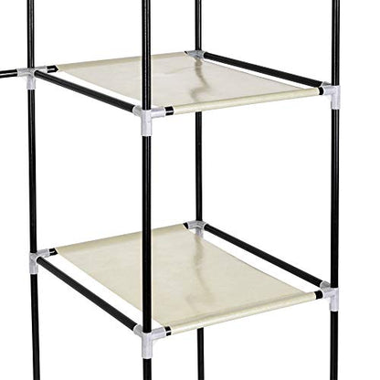 Portable Clothes Closet, Wardrobe Storage Organizer with Non-Woven Fabric, Quick and Easy to Assemble (Beige)