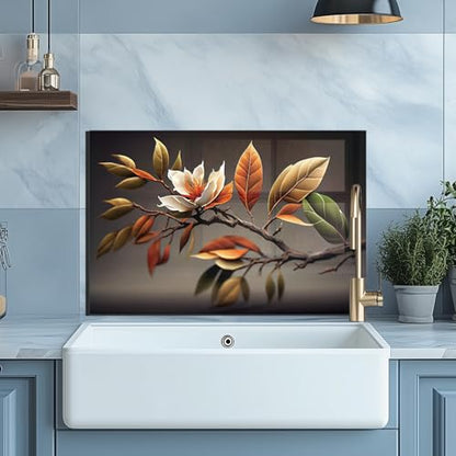 Evgosm tempered glass backsplash for stove, Flowers Stove Splashback, Glass Backsplash, Used for Kitchen Wall Protection and Decoration, Easy to Install and Clean. - size: 30"L x 15"W