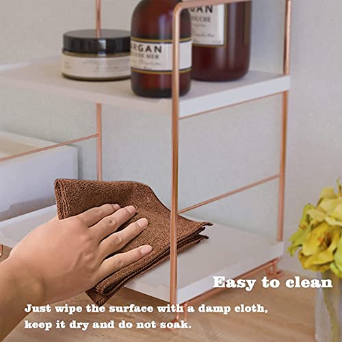 Plastic/Metal Freestanding Stackable Organizer Shelf,Bathroom Countertop Storage Shelf Cosmetic Organizer Holder Kitchen Spice Rack,2-Tier Standing Rack (Rose Gold) - color: Rose Gold